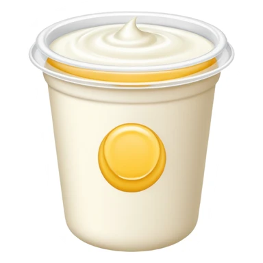 sealed yogurt cup with creamy surface hint. sticker