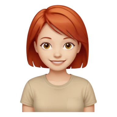 girl short-layer-red-hair wear beige T-shirt sticker