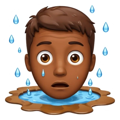 apple style emoji of a man with his face in a puddle after falling sticker