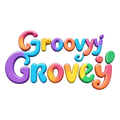 3D, psychedelic colored hippie style word “Groovy” sticker