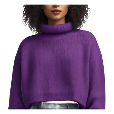 Purple cropped oversize wool sweater, isolated sticker
