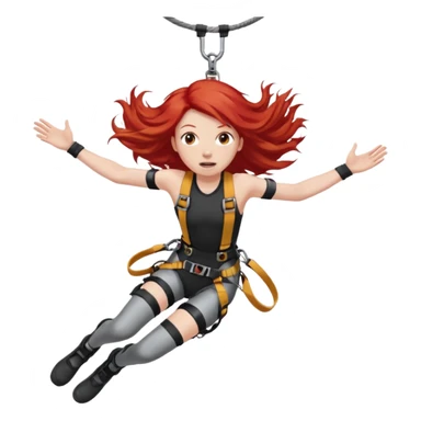 bungee jumping face only with hair flying red long hair sticker