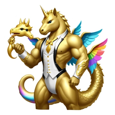 Gay King Kong Super duper Transcendent celestial infinity cosmic galactic energy Mega neon unicorn dragon hydra hyper rare golden penguin Golden Divine god angel Omni Black and white Super muscular Buff sigma Gigachad cat full body tuxedo colored  sticker