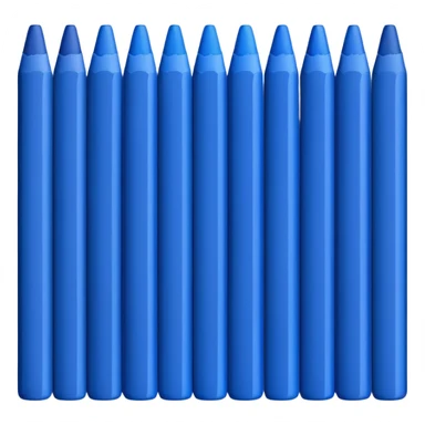 Eleven blue crayons arranged in a neat row sticker
