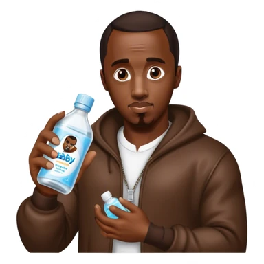 p diddy holding a bottle of baby oil  sticker