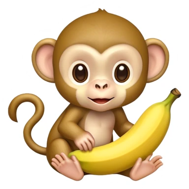 cute baby monkey peeling a banana sticker
