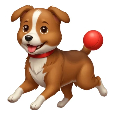 happy dog running after ball sticker