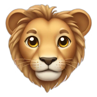 a cute lion head with heart-shaped eyes sticker