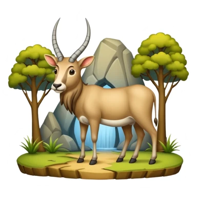 Slede getrokken door een eland in een noors dennenbos sticker