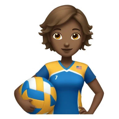 Girl playing voleibol brown short hair number 1 sticker