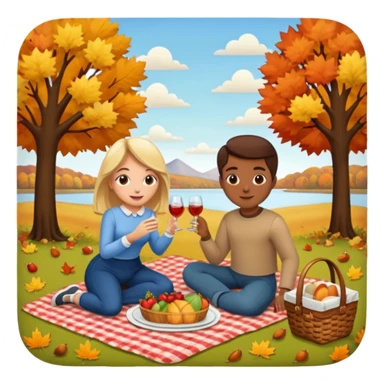 Couple having a picnic fall scenery sticker
