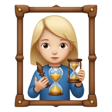 child holding hourglass in a  frame with no bg sticker