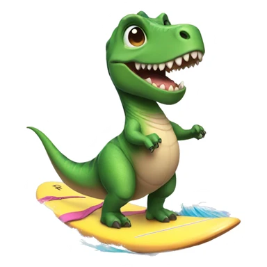Dinosaur with tutu on a surf board  sticker