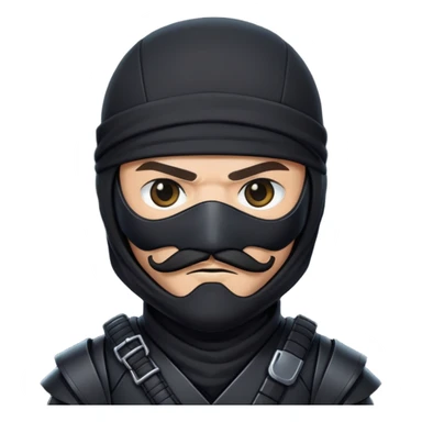 black ninja mercenary android with mustache and eye-patch sticker