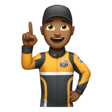 Race car driver with rock on hand sticker