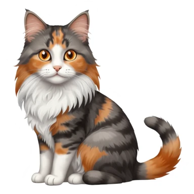 longhair calico cat with blue eyes and longhair grey tabby cat with orange eyes sitting together sticker
