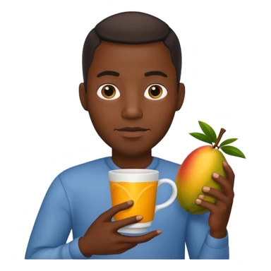 Black fat guy with a cup of mangos sticker