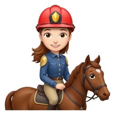 brown haired girl on a cheatnut hporse smiling' sticker