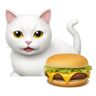 White cat eating a cheeseburger  sticker