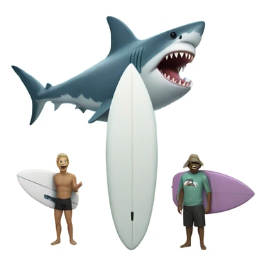 Shark with a surfers giving the bird sticker