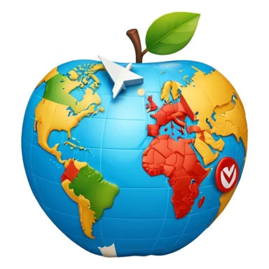 3D globe in Apple emoji style, Germany clearly marked in Europe, arrow pointing from Germany to USA in North America, word 'VPN' in modern bold sans-serif font at the bottom, smooth gradients, soft shadows, realistic 3D look, no other text, suitable for Instagram Reel sticker