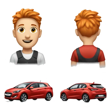 Boy with red mullet driving a white Hyundai i30 sticker