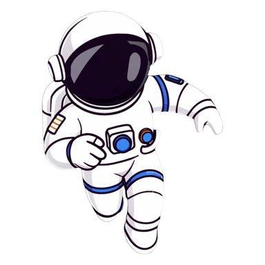 Futuristic astronaut in a high-tech spacesuit, sleek helmet with reflective visor, detailed sci-fi armor, heroic silhouette, dynamic diagonal motion lines sticker