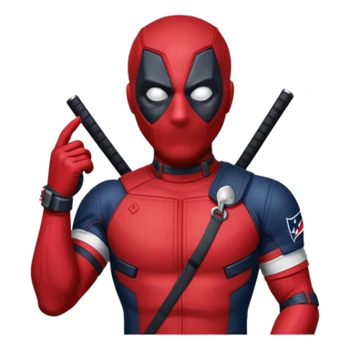 Deadpool with the New England Patriots sticker