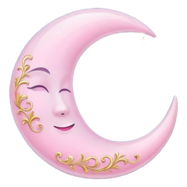 Rosy shiny glossy sparkly romantic pastel crescent damask moon sticker