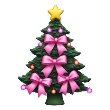 Christmas tree with pink bows and lights sticker