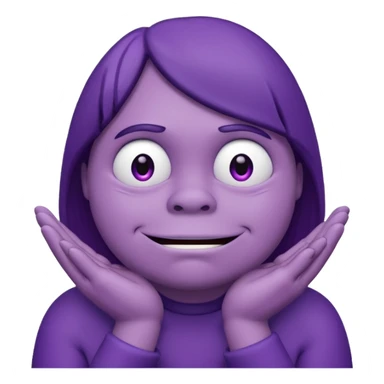 Grimace , half frown with a side eye and hands clasped together sticker