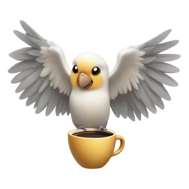 cockatiel bird with espresso cup in its wings sticker