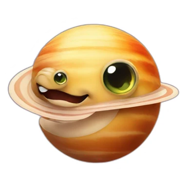 planet Venus with a cartoon smirking snail face sticker