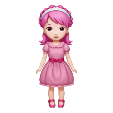 Isolated detaile illustration modern raspberry torte doll figurine full body with pink hair and a pink hairband standing sticker