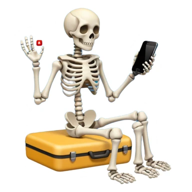 Sad Skeleton Grabs A No Wifi Cellphone And Hotspot sticker