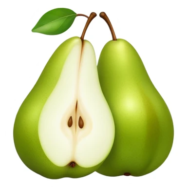 Green pear cut in half front only sticker