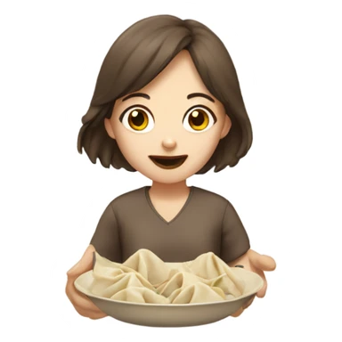 Brown hair Girl eating dumplings sticker