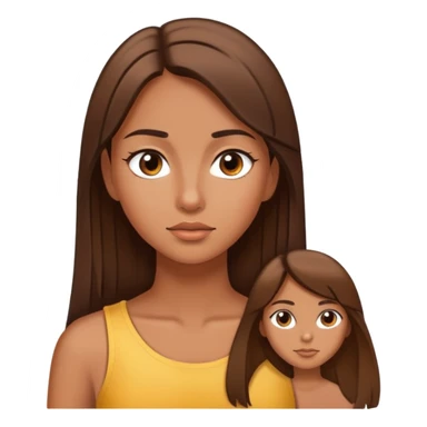a girl with straight brown hair and tanned skin, side eye sticker