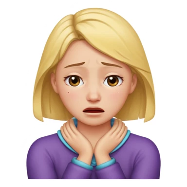 Girl crying with arms around her neck  sticker