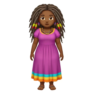 Full body chubby dark skined black girl with long dread locks  sticker