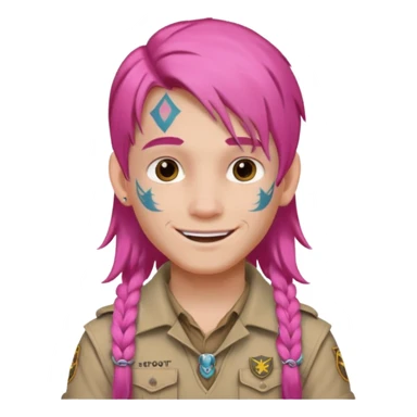 scout boy long hair face tatooes pink haired sticker