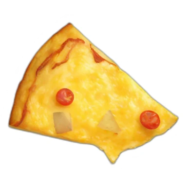 spanish potato omelette in a round form from a top perspective and missing a triangle piece  sticker