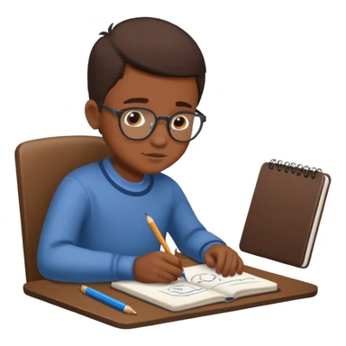 boy drawing pic grandpa on notebook sticker