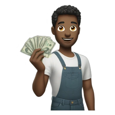 A man holding a TikTok logo in one hand and money in one hand sticker
