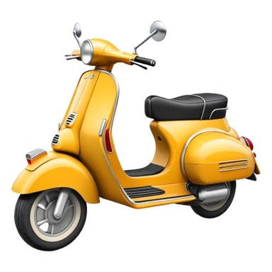 Cinematic Realistic Vespa Scooter Emoji, depicted as a stylish vintage Vespa with sleek retro design and vibrant colors, rendered with crisp textures and dynamic sunlit lighting that captures its iconic Italian charm. sticker