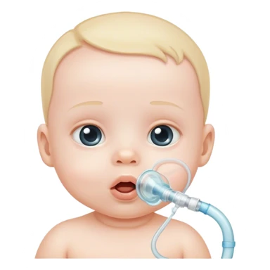 bebe com tubo na boca para respirar sticker