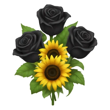Bouquet of black roses and sunflowers sticker