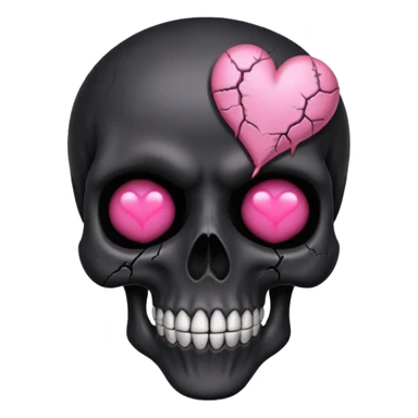 emo black skull with a pink heart sticker