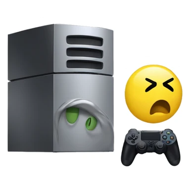 a yellow dude with is mid blow and a ps5 on top sticker