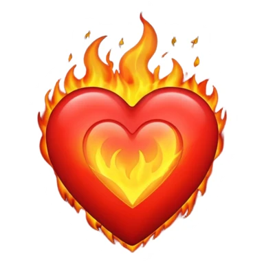 red heart in fire sticker